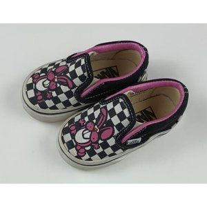 Vans Classic Checkered Slip-on with Pink Bunny Shoes Toddler 4.5